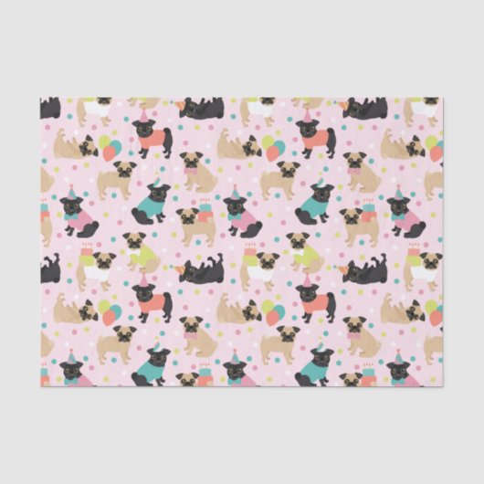 Mops Birthday Tissue Paper Seidenpapier (Vorderseite)
