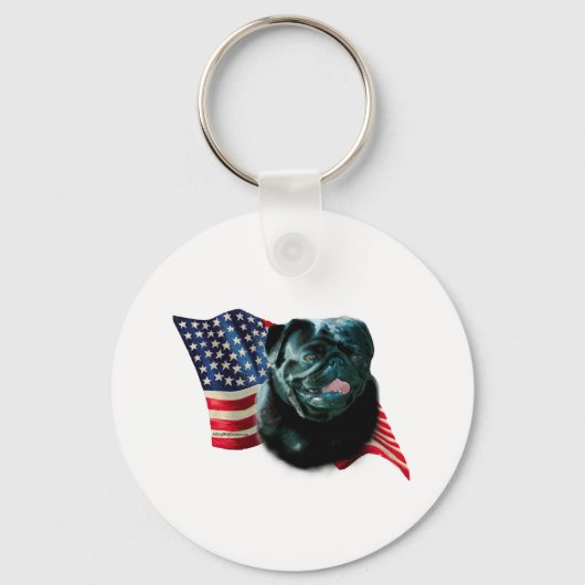 Mops (blk) schlüsselanhänger (Vorderseite)