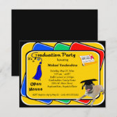 Mops Blue Graduation Party Einladungen (Vorne/Hinten)
