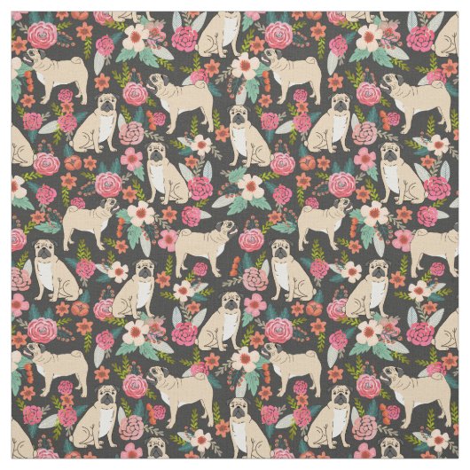Mops-Blume Blumenmuster Stoff (Muster)