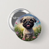 Mops-Blume Button (Vorne & Hinten)