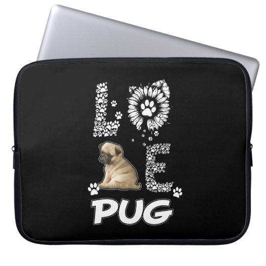 Mops Blume Lover Laptopschutzhülle (Vorderseite)