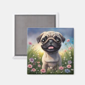 Mops-Blume Magnet (Vorderseite/Rückseite)