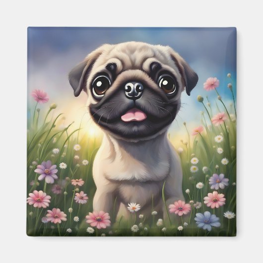 Mops-Blume Magnet (Vorne)