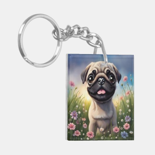 Mops-Blume Schlüsselanhänger (Vorderseite links)