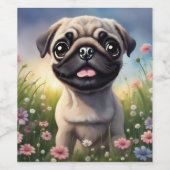 Mops-Blume Weinetikett (Einzelnes Label)