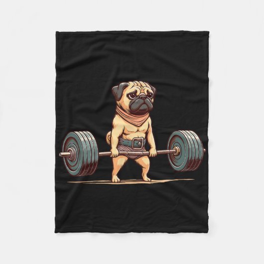 Mops Bodybuilder Gym Spaß Weightlift Workout Fleecedecke (Vorderseite)