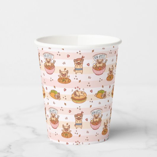 Mops Bon Appetit Hamburger Taco Food Pappbecher (Links)