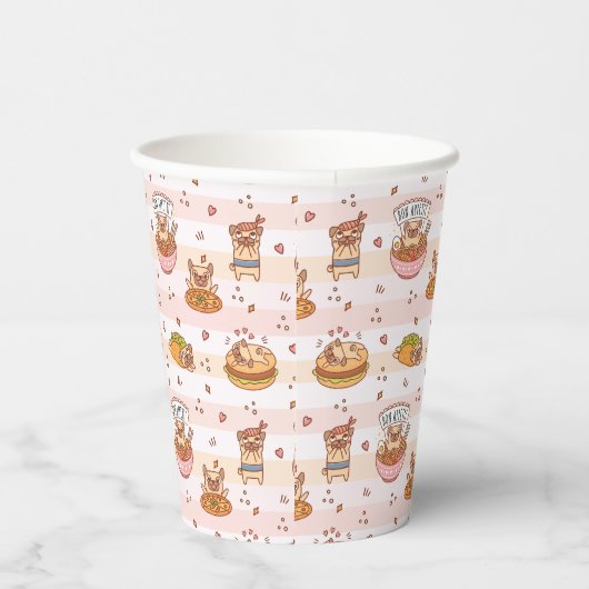 Mops Bon Appetit Hamburger Taco Food Pappbecher (Rechts)