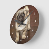 Mops Brown Dog Foto Runde Wanduhr (Winkel)