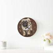 Mops Brown Dog Foto Runde Wanduhr (Zuhause)