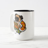 Mops Buch Lesen Lover Dog Niedlich Haustier Zweifarbige Tasse (Vorderseite Links)