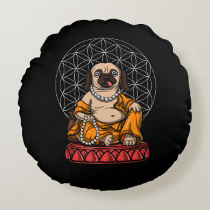 Mops Buddha Dog Zen Yoga Medizin Haustier Rundes Kissen