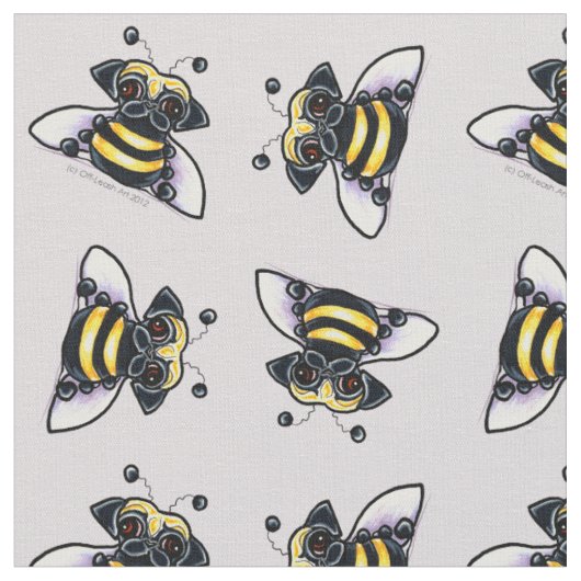 Mops Bumble Bees Lilac Gray Stoff (Nahaufnahme)