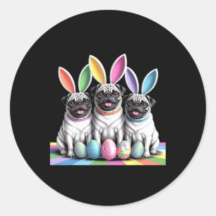 Mops Bunny Pals Osterspass! Niedliche Hunde Frühli Runder Aufkleber