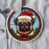 Mops-Buntglas-Weihnachten Button (Beispiel)