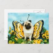 Mops Butterfly Postcard Postkarte (Vorne/Hinten)