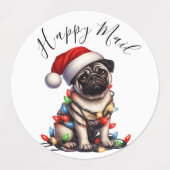 Mops Caine Moderne Niedliche Wasserfarbe Retro Kla Etiketten (Design 1)