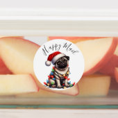 Mops Caine Moderne Niedliche Wasserfarbe Retro Kla Etiketten (Befestigt)