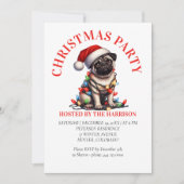 Mops Canine Retro Wasserfarben Weihnachten Einladung (Vorderseite)