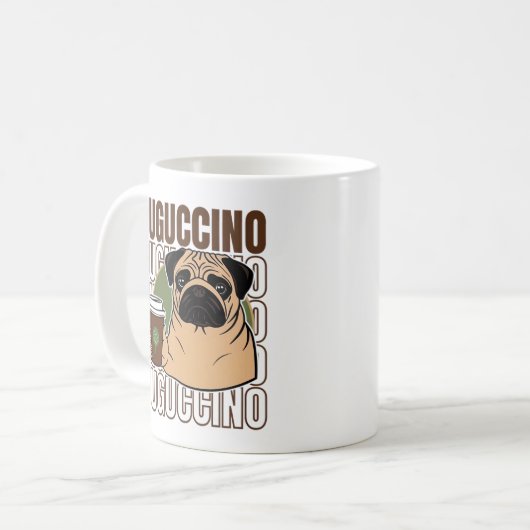 Mops Cappuccino Kaffeetasse (Vorderseite Links)