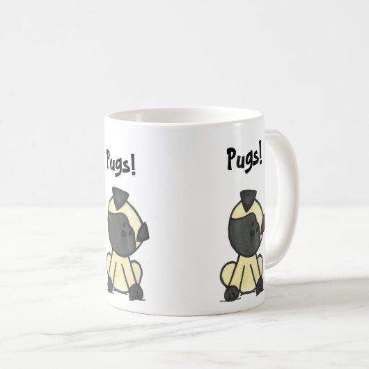 Mops-Cartoon Kaffeetasse (VorderseiteRechts)