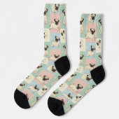 Mops-Cartoon-Muster Socken (Linkes Detail)