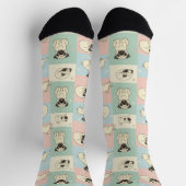 Mops-Cartoon-Muster Socken (Oben)