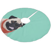 Mops-Cartoon Polyester Weihnachtsbaumdecke (Schrägansicht)