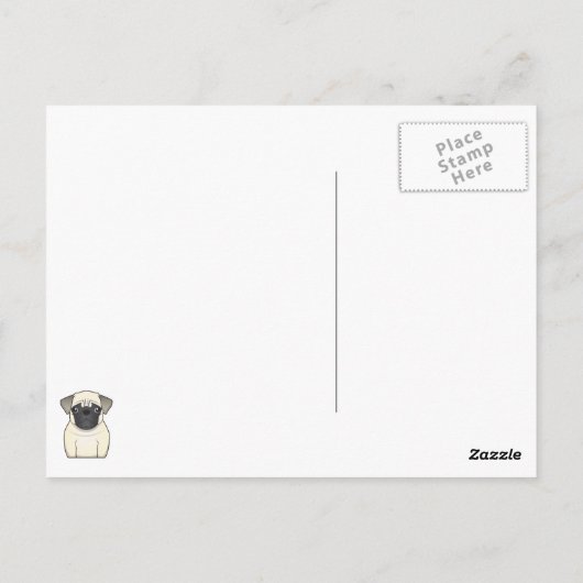 Mops Cartoon Postkarte (Rückseite)
