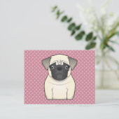 Mops Cartoon Postkarte (Stehend Vorderseite)