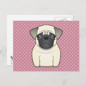 Mops Cartoon Postkarte (Vorne/Hinten)