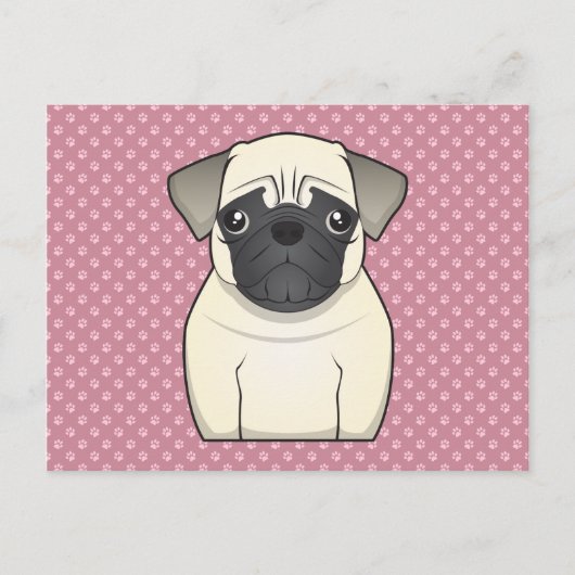 Mops Cartoon Postkarte (Vorderseite)