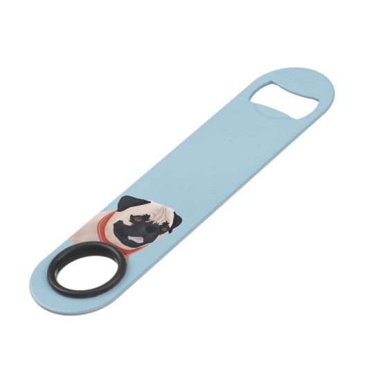 Mops-Cartoon Speedflaschenöffner (Vorderseite Schrägansicht)