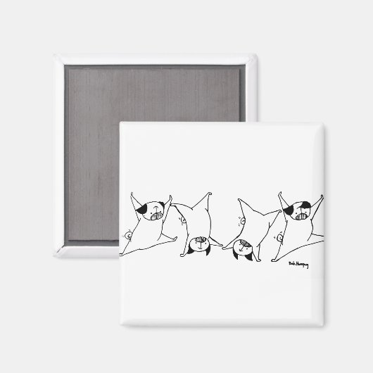 Mops Cartwheels Magnet (Vorderseite/Rückseite)