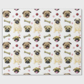 Mops Celebration Wrapping Paper Geschenkpapier (Flach)