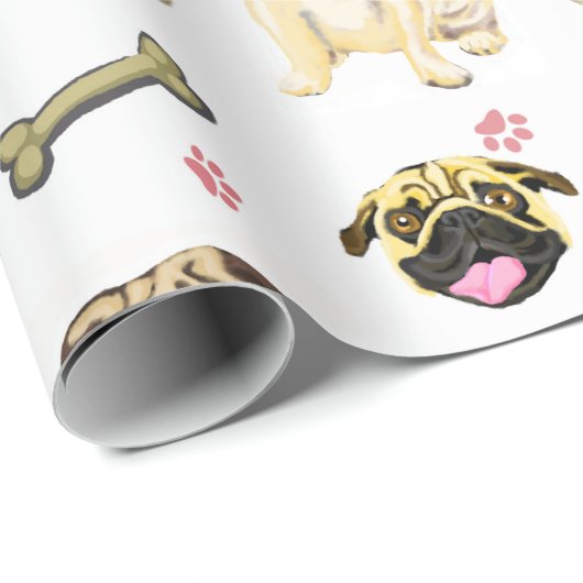 Mops Celebration Wrapping Paper Geschenkpapier (Rolleneckpunkt)