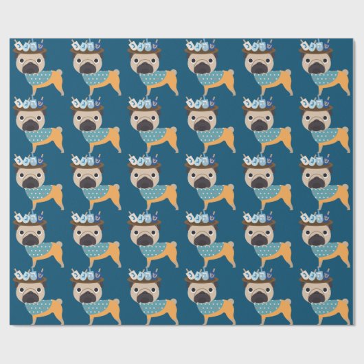 Mops Chanukkas Dreidel (kundengerecht) Geschenkpapier (Flach)