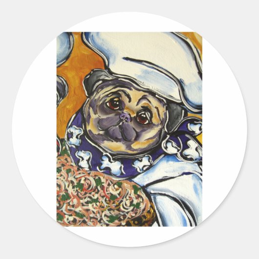 Mops-Chef Runder Aufkleber (Vorderseite)