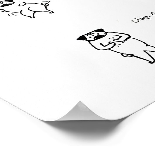 Mops Chicken Dance Poster (Ecke)