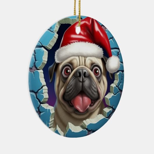 Mops Christmas 3d Keramik Ornament (Rechts)