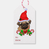 Mops Christmas MERRY Geschenkanhänger (Vorderseite)