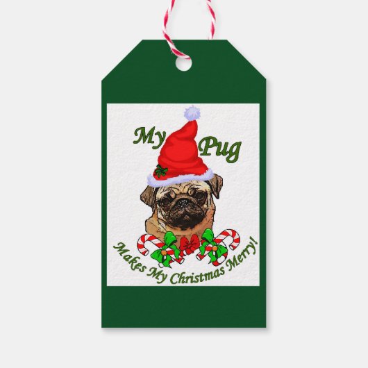 Mops Christmas MERRY Geschenkanhänger (Rückseite)