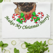 Mops Christmas Merry Handtuch (Gefaltet)