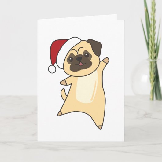 Mops Christmas Snow Winter Animals Dogs Karte (Vorderseite)