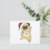 Mops Christmas Snow Winter Animals Dogs Postkarte (Stehend Vorderseite)