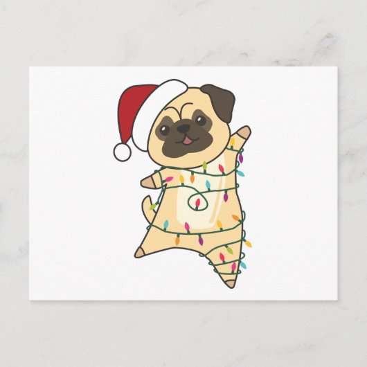 Mops Christmas Snow Winter Animals Dogs Postkarte (Vorderseite)