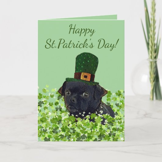 Mops Chug Dog St. Patrick's Day Karte (Vorderseite)