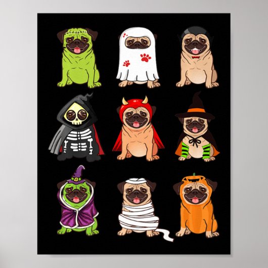 Mops Collection Happy Pugoween Halloween Spooky Co Poster (Vorne)