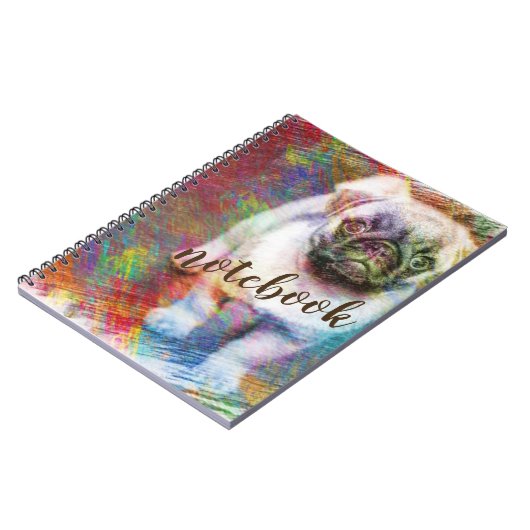 Mops Colorful Sketch Notebook Notizblock (Linke Seite)